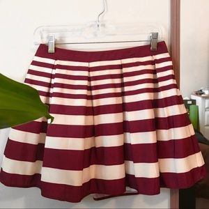 Cream and Burgundy Pleated Bubble Skirt NWOT